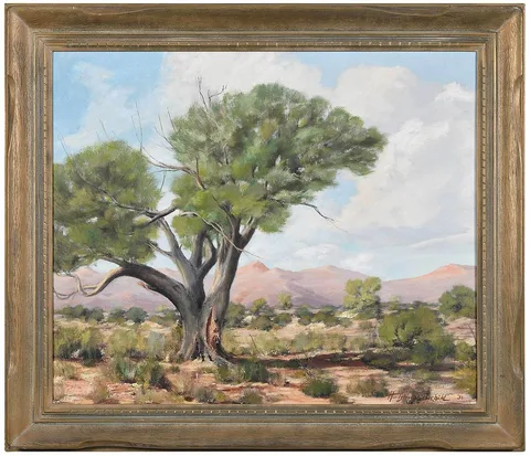Tanque Verde, Near Tucson by Hurlstone Fairchild, 1952, oil on canvas, sold Dec 2021