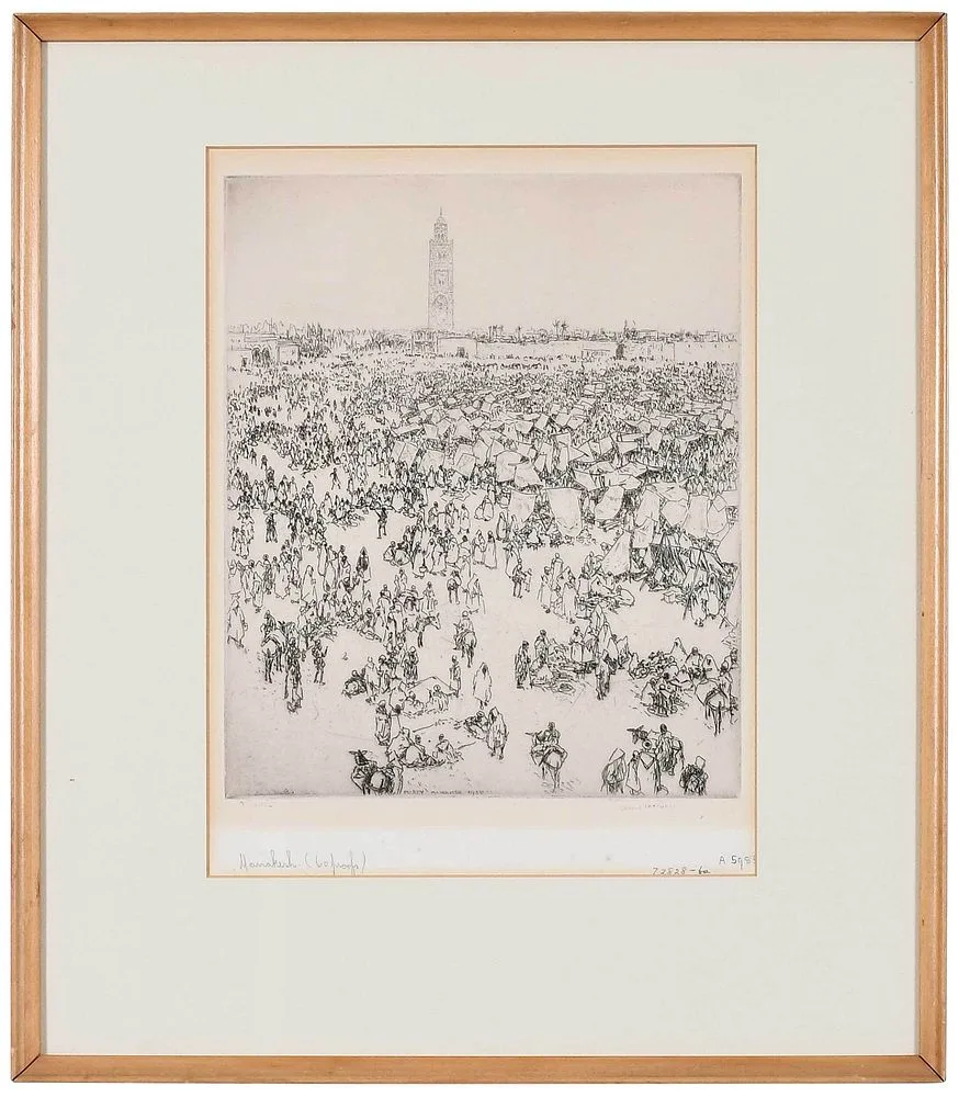 Marrakesh (H. 274) by James McBey, 1938, etching, sold Dec 2021