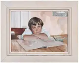 James McBey, Portrait of Katie With Crayons, Tangier