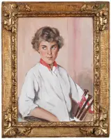 James McBey, Portrait of Joan with Bagpipes, Tangier
