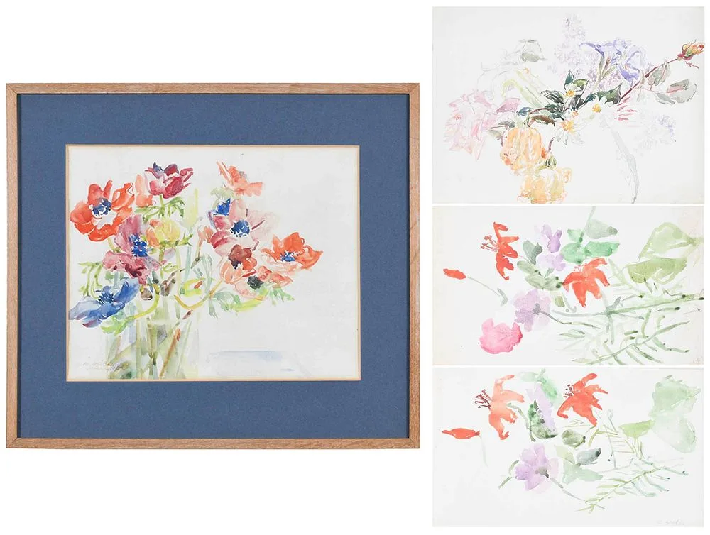 Marguerite Loeb McBey, Anemones, London, watercolor on paper