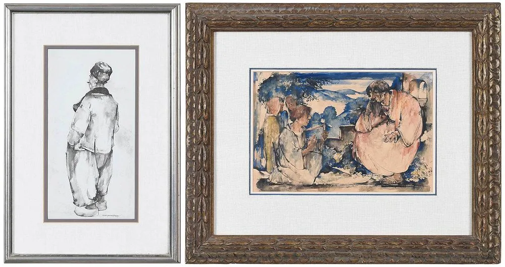 Willem van den Berg, Two works: Dutch Man, ink wash