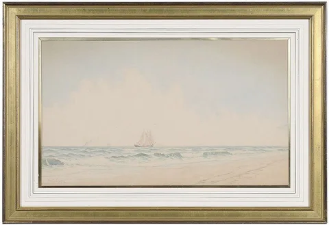 Ship at Sea by Fred Cozzens, 1907, watercolor on card, sold Dec 2021