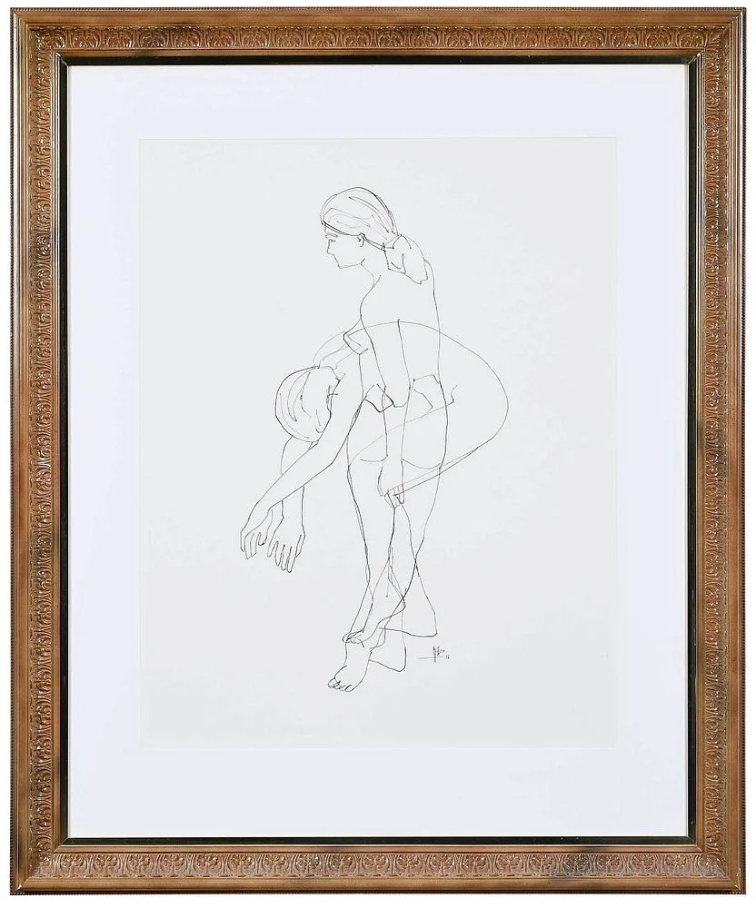 John Kolb McIver, Nude Sketch, 1976, ink on paper