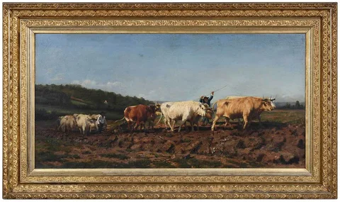 Labourage Nivernais (Ploughing in the Nivernais) by Rosa Bonheur, oil on canvas, sold Oct 2021
