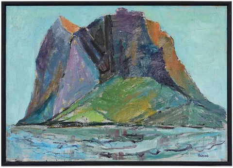 Aage Schad, Isole Eolie, Stromboli, Italy, possibly Panarea, oil on canvas