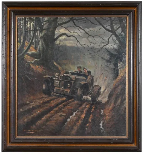 Roy Nockolds, Racing up a Dirt Road, oil on canvas