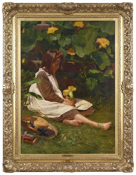 Edwin Burrage Child, Squash Blossoms--Playing Truant, 1900, oil on canvas