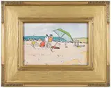 Jane Peterson, The Beach, Green Umbrella