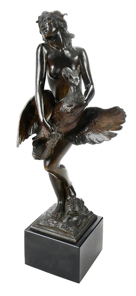 Carl Augustus Heber, Girl with a Heron, 1913, patinated bronze