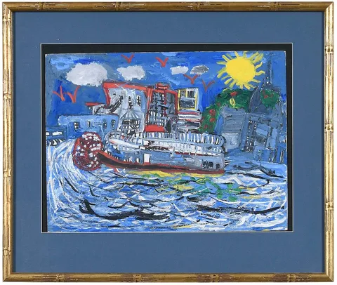 Reginald Mitchell, Mississippi Paddle Wheeler, not apparently signed, acrylic on board