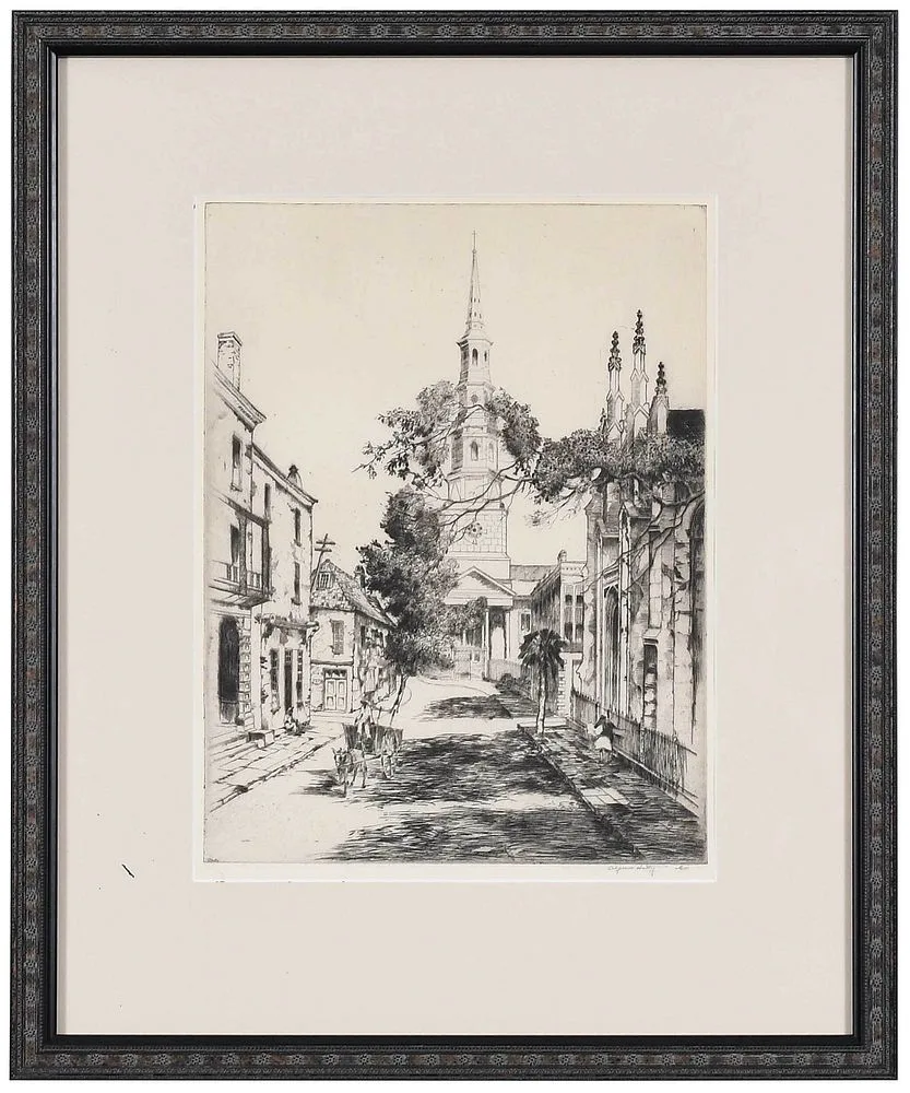 St. Phillips Church, Charleston by Alfred Heber Hutty, etching, sold Sep 2021