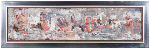 City by William Melton Halsey, oil on Masonite, sold Sep 2021