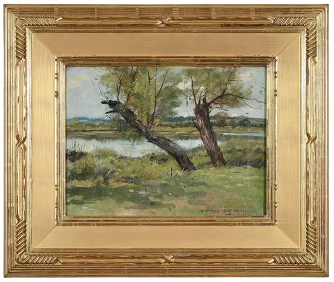Catlin's Meadow, Litchfield, Connecticut by Alexander Theobald Van Laer, oil on canvas, sold Sep 2021