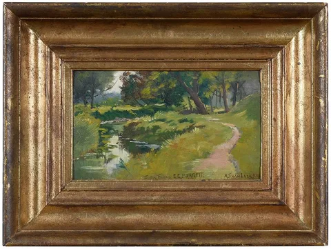 Chadds Ford, Pennsylvania by Alexander Theobald Van Laer, oil on panel, sold Sep 2021