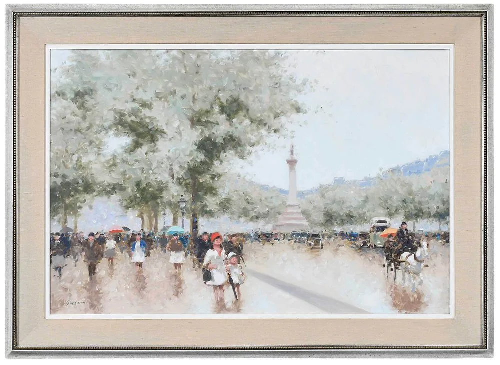 Parisian Scene by Andre Gisson, oil on canvas, sold Sep 2021