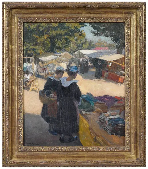 Victor Edmond Charles Fournier, At the Morning Market, oil on canvas