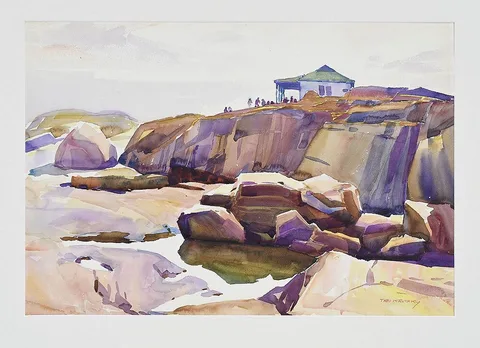 Theodore Kautzky, House by the Sea, watercolor on paper