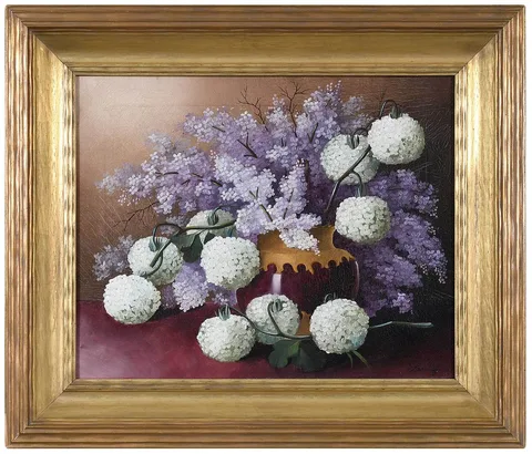 Henri Le Roy, Hydrangeas and Lilacs, oil on canvas