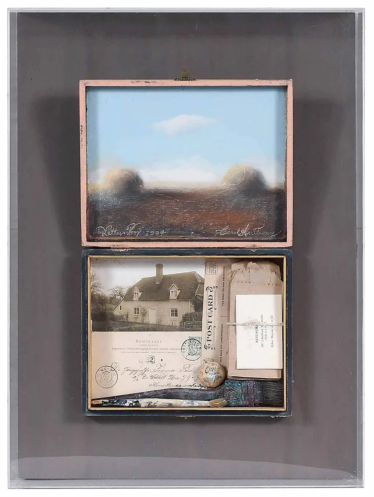 Carol Anthony, Letter Box, 1984, mixed media collage within acrylic case