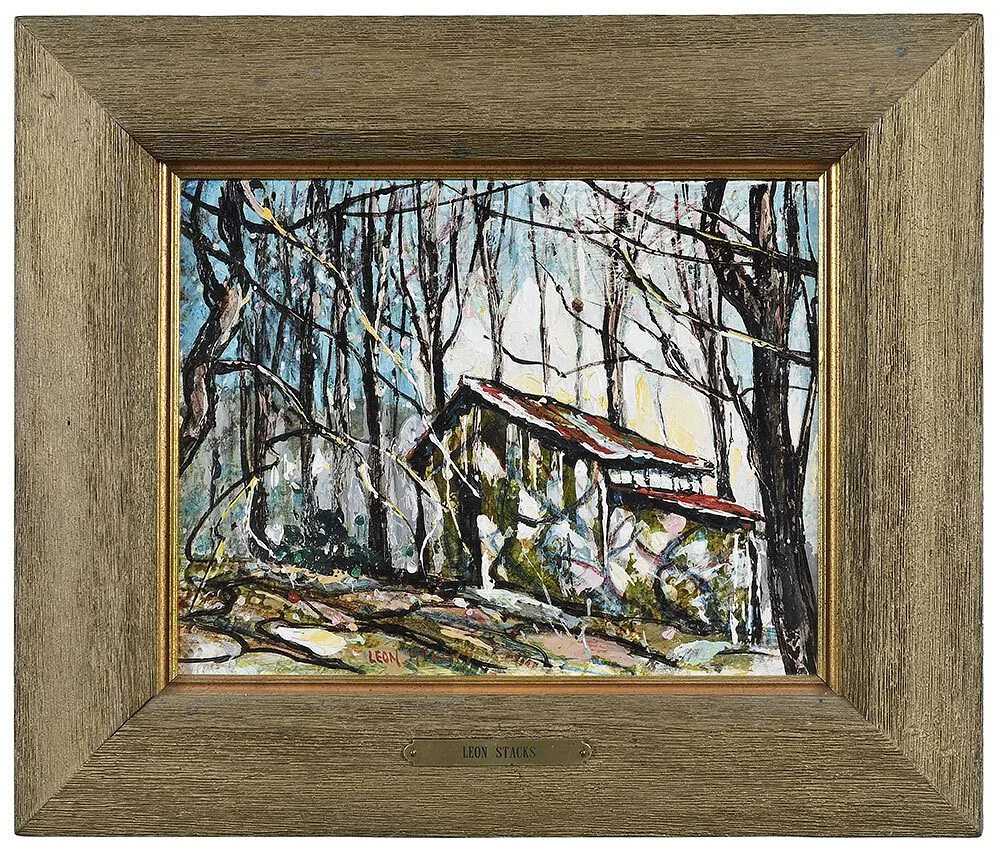 Leon Stacks, Winter Sun Near Pisgah Boundary, oil on board