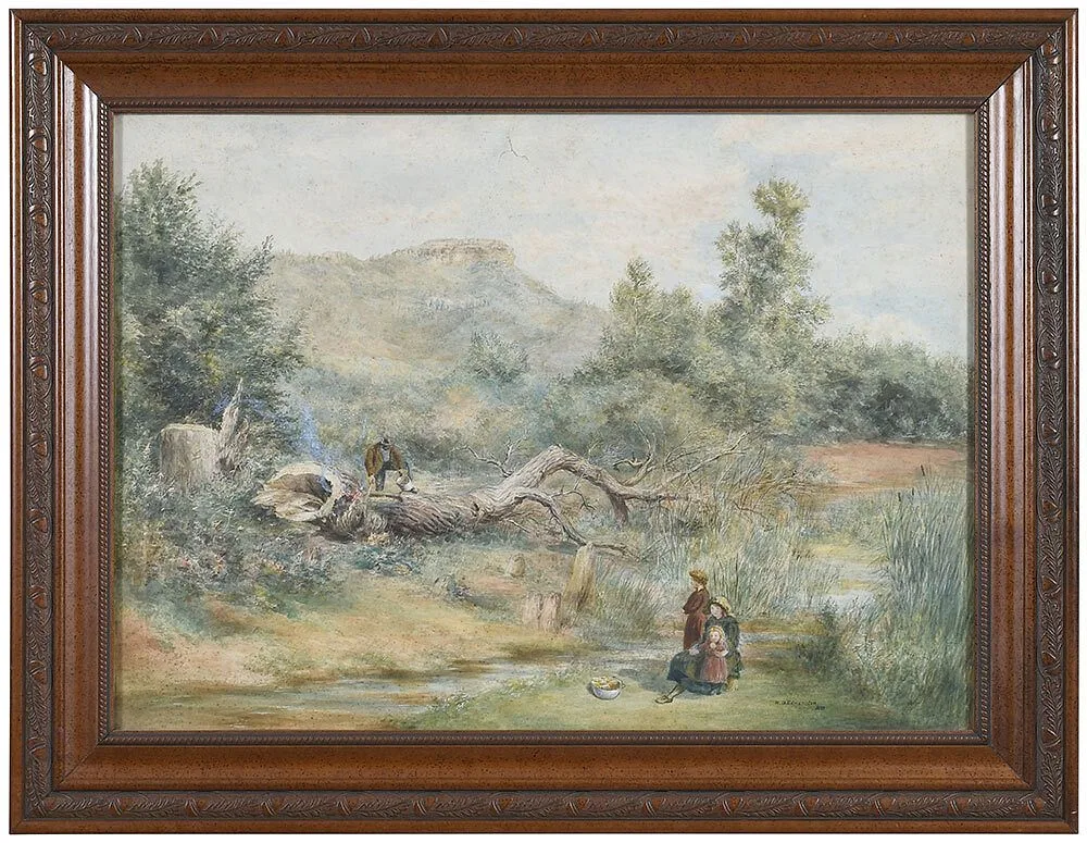 W.D. Edmonston, Cooking in the Old Tree, watercolor on paper