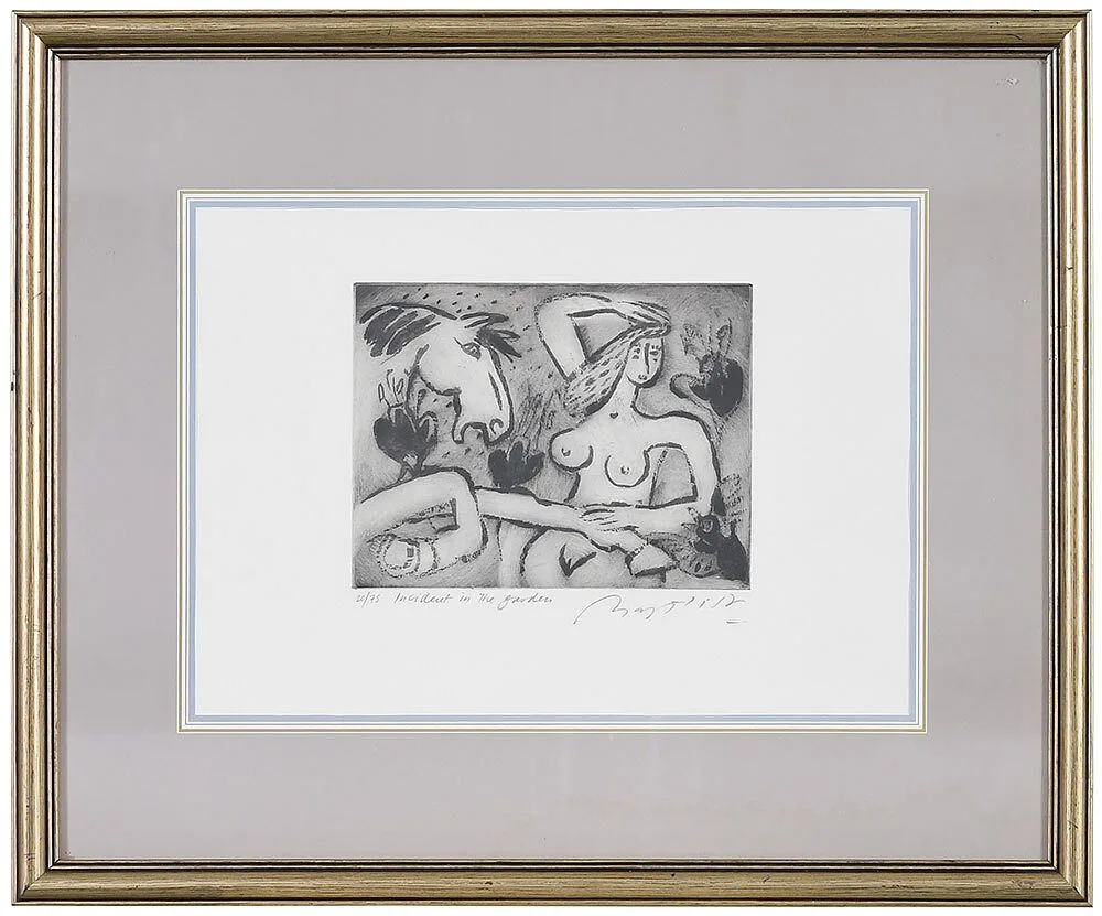 Modern Print, Incident in the Garden, etching