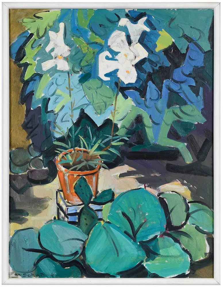 Aage Schad, Still Life of Lilies, 1961, "Aa. Schad-61".oil on canvas