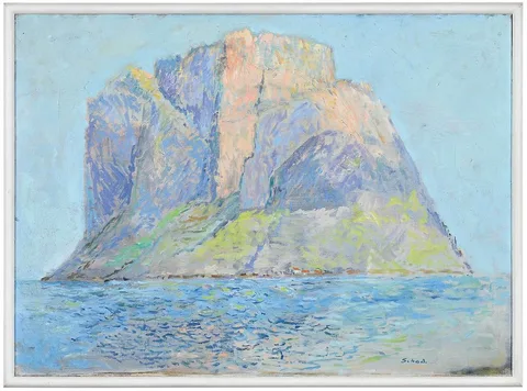 Aage Schad, Isole Eolie, Stromboli, Italy, possibly Panarea, oil on canvas