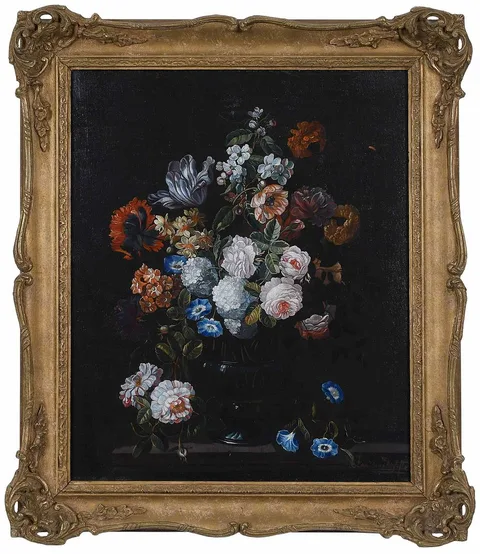 Jan Van Doust, Floral Still Life on a Table, oil on canvas