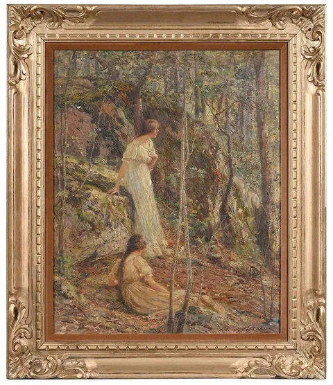 David Birdsey Walkley, Women in a Woodland, oil on canvas