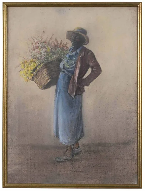 Elizabeth O'Neill Verner, Flower Seller, pastel on silk on board