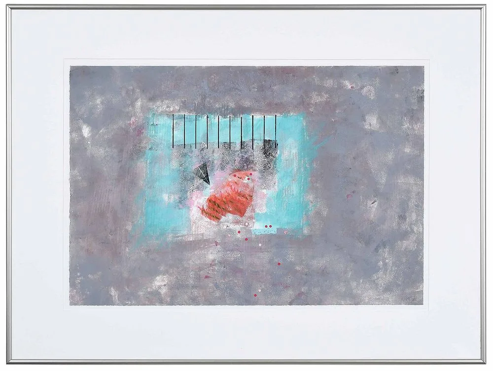 Red Zone by "Mamie Joe" Rayburn, mixed media on paper, offered Jul 2021