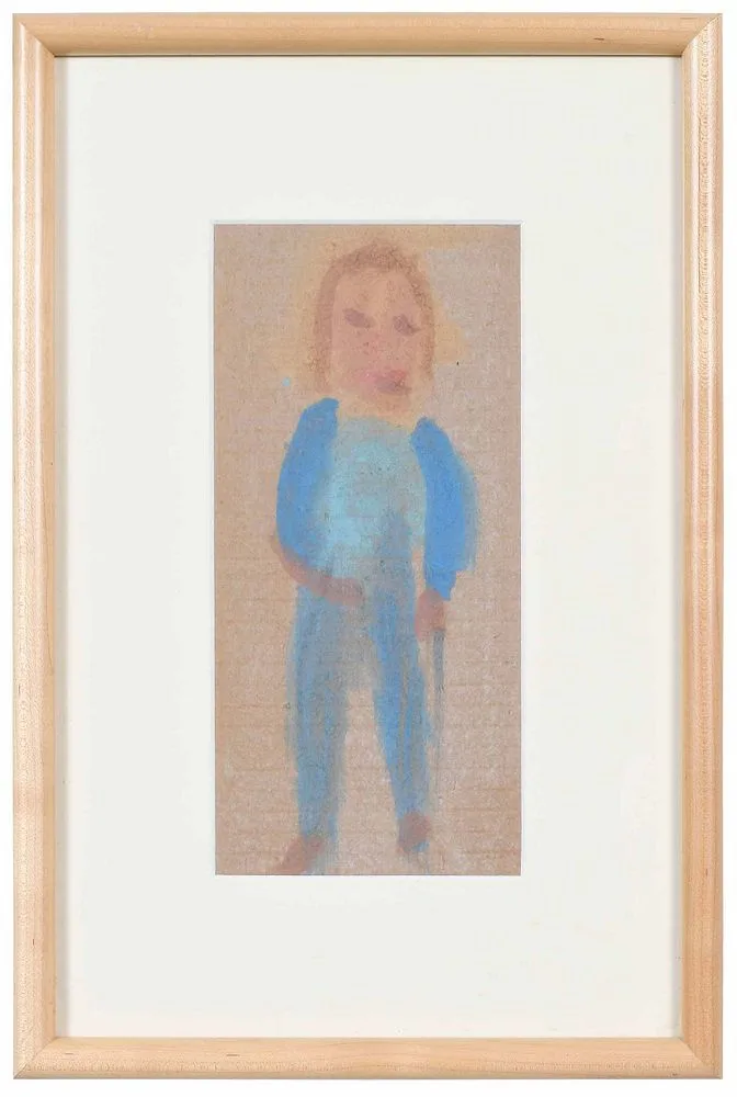 Standing figure by Sybil Gibson, watercolor on brown paper, sold Jul 2021