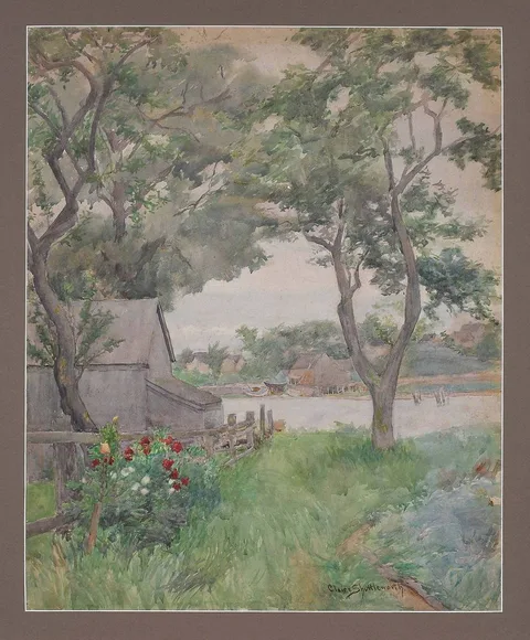 Claire Shuttleworth, Summer Scene, Gloucester, watercolor on paper