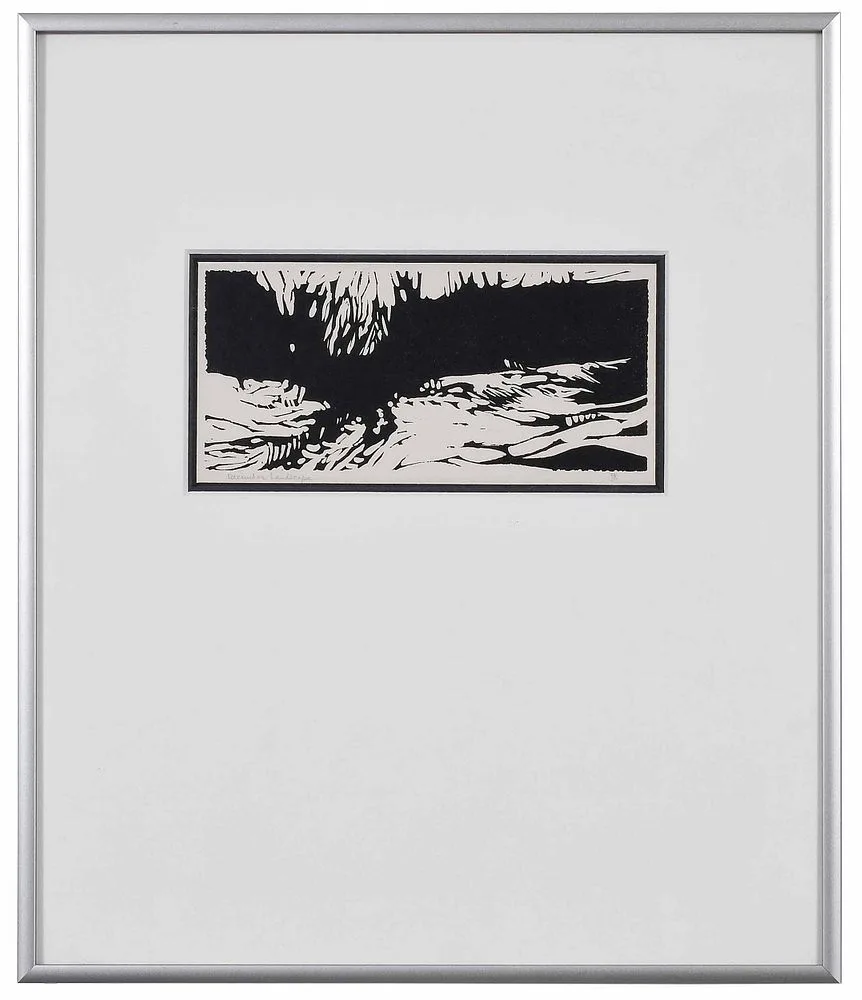 December Landscape by Robert E. Klein, woodblock print, offered Jul 2021
