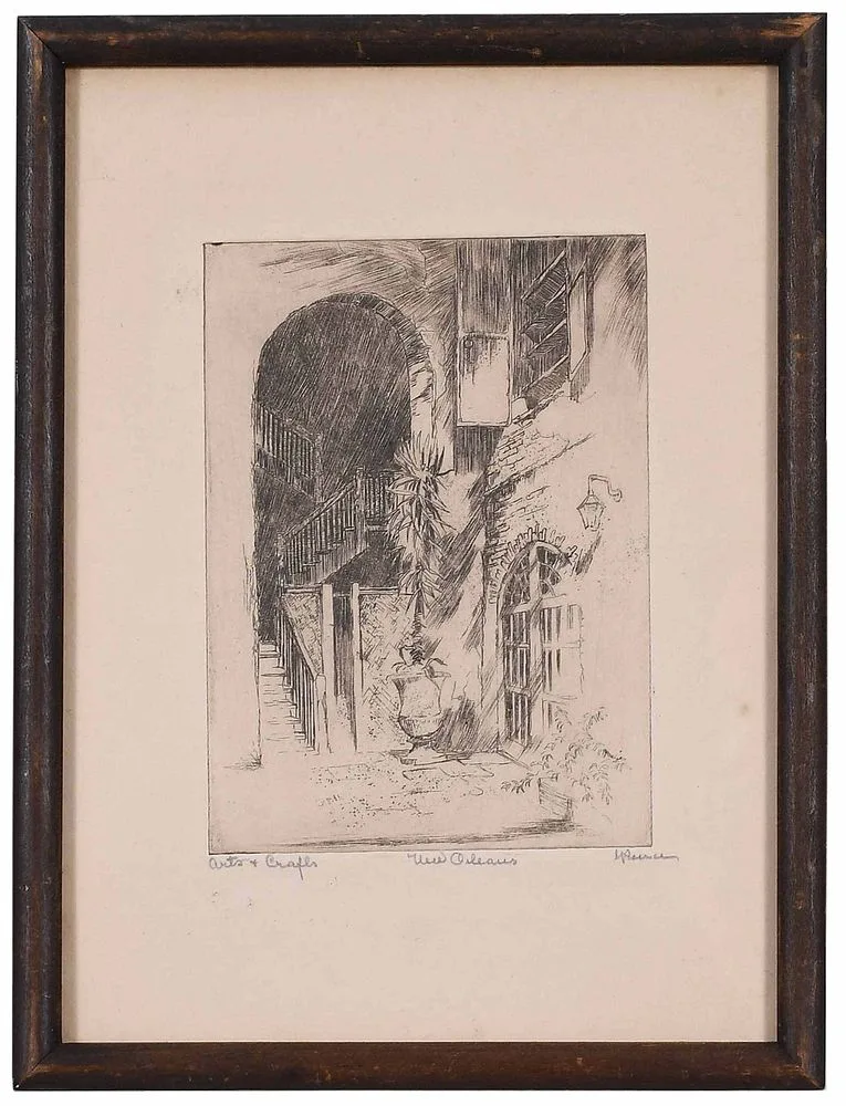 Gerry Pierce, Arts & Crafts, New Orleans, circa 1930, drypoint etching