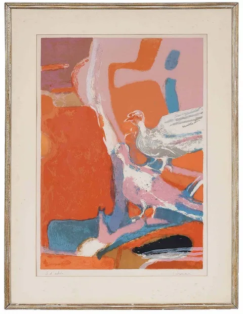 Paul Guiramand, Two Doves, serigraph