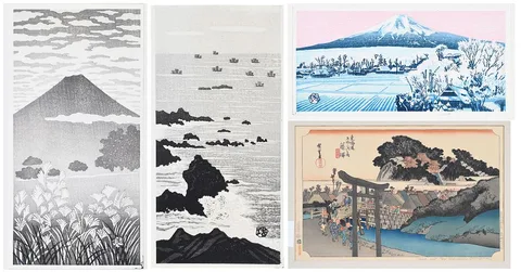 Gihachiro Okuyama, Four: one after Utagawa Hiroshige,ÿFujisawa fromÿTokaido Gojusan-tsugi (The Fifty-three Stations of the Tokaido), woodblock print,ÿoban yoko-e