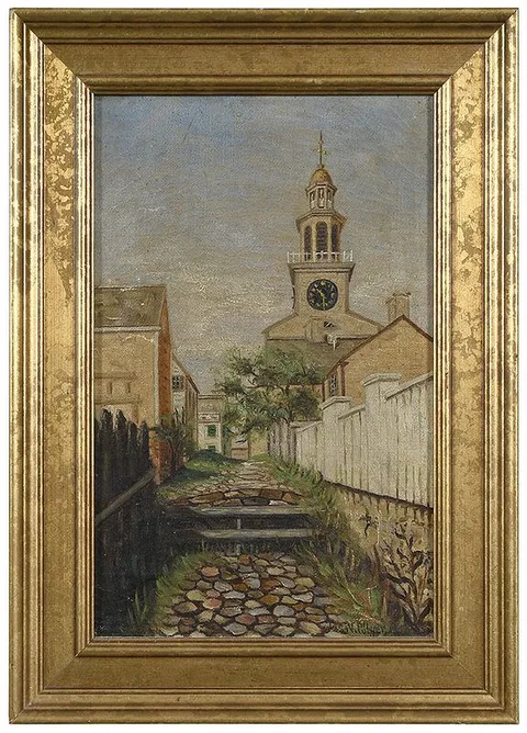 James Walter Folger, The Village Clock Tower, oil on canvas