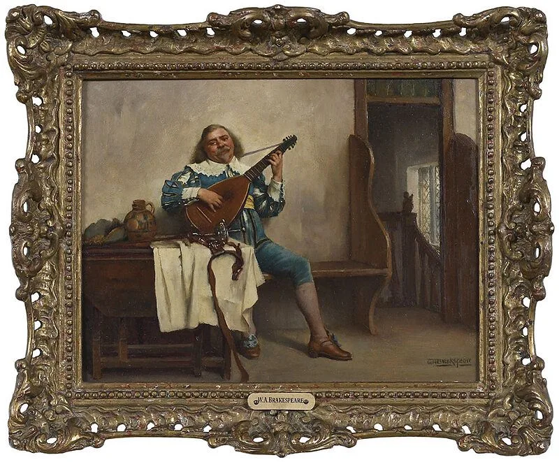William Hayward Breakspeare, Cavalier Playing a Lute, oil on panel