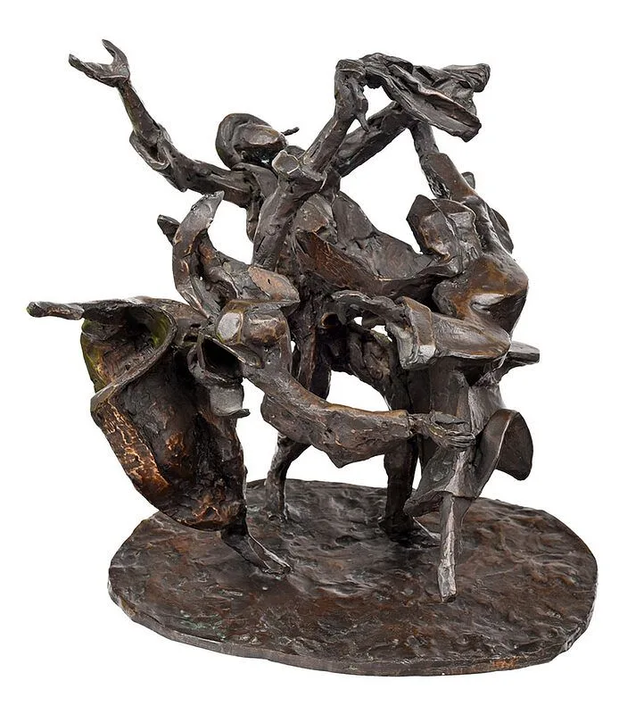 ÿHassidic Dancers by Laura Goodman, patinated bronze, offered May 2021