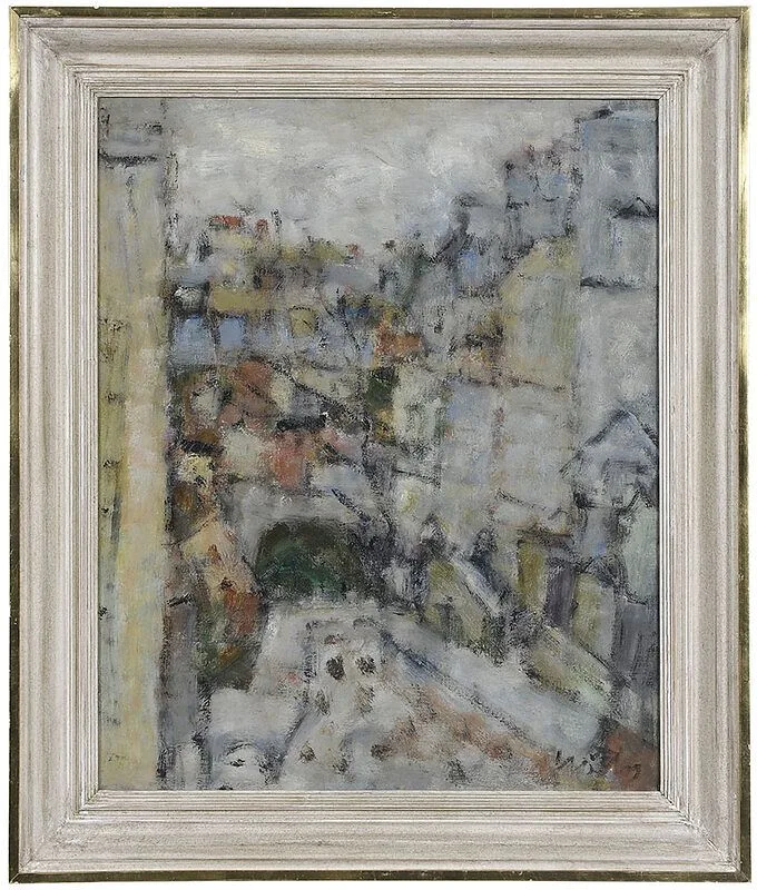 Paul Crotto, Untitled, abstract of a city view, 1963, oil on canvas