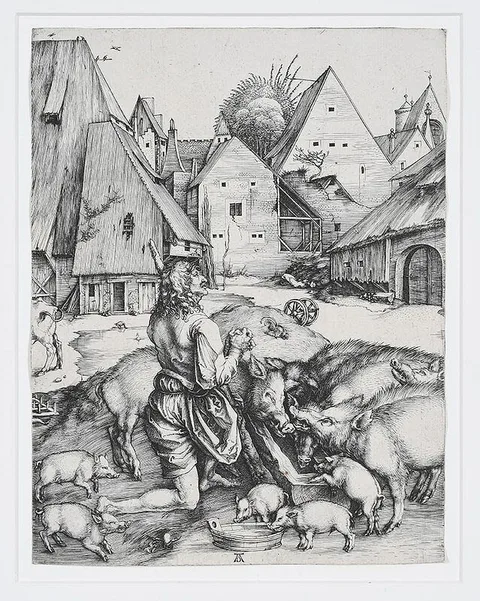 Albrecht Durer, The Prodigal Son (Der Verlorene Sohn) (B., M., H. 28), circa 1496, engraving on laid paper