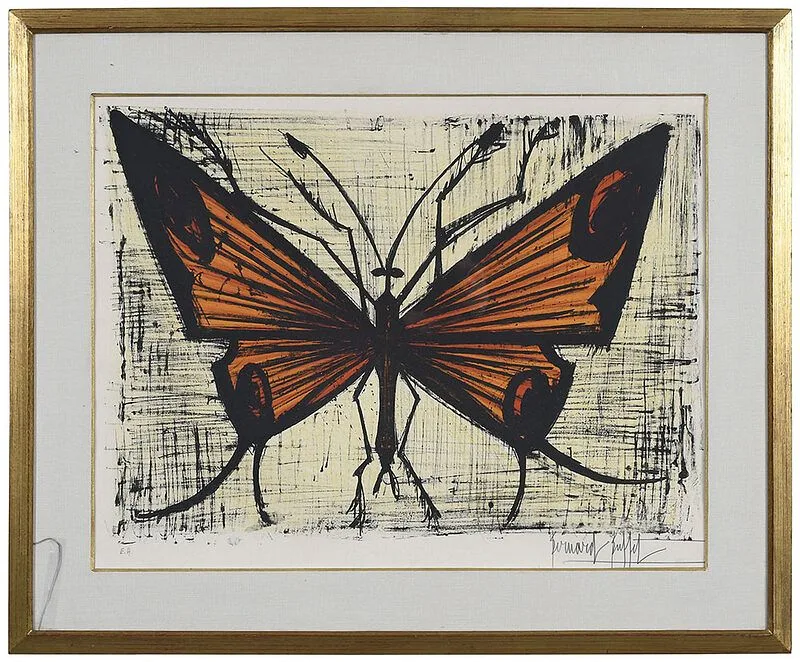 Papillon by Bernard Buffet, 1964, lithograph, sold Apr 2021