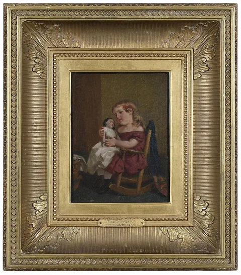 George Cochran Lambdin, The Nursery, incised signature lower left "Geo. Lambdin, oil on canvas
