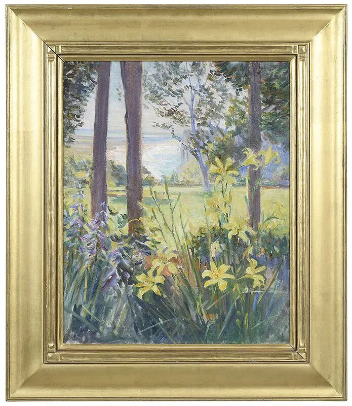 Helena Sturtevant, Landscape with Yellow Lilies, oil on canvas