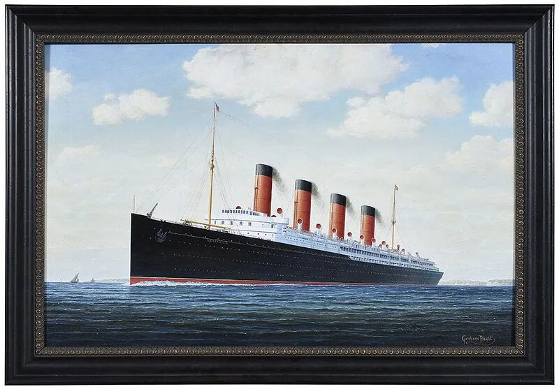 Graham Flight, RMS Lusitania, oil on artist board