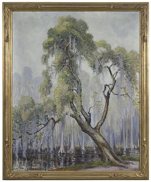 Alfred Heber Hutty, Oak and Cyprus (Magnolia Gardens), oil on canvas