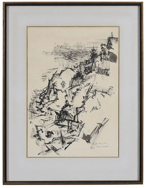 Rocky Coast by Lamar Dodd, ink on paper, offered Apr 2021